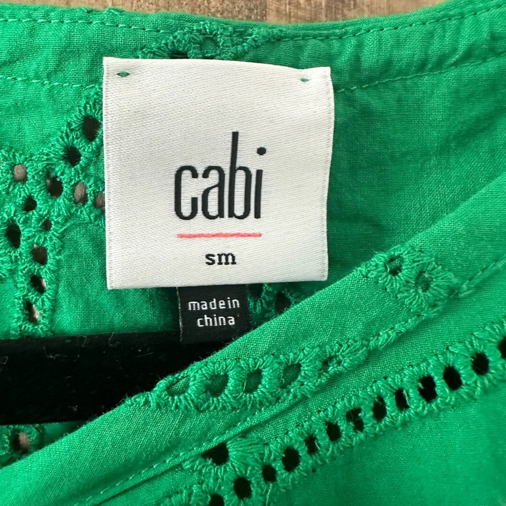 Cabi Gemma Eyelet Sleeveless top in Kelly green